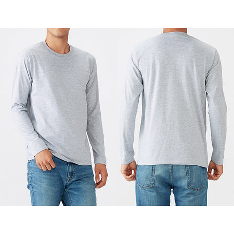 180g fashion round neck men pullover t-shirt name brand men's long sleeve customized shirt