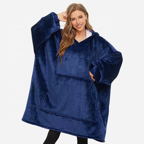 Wholesale wearable oversized sweatshirt blanket sherpa hoodie blanket
