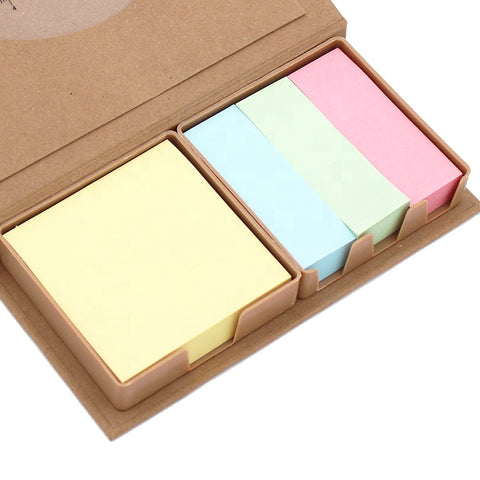 Business gift desktop cube post cute ruler cut custom logo eco customized kraft paper sticky notes box set