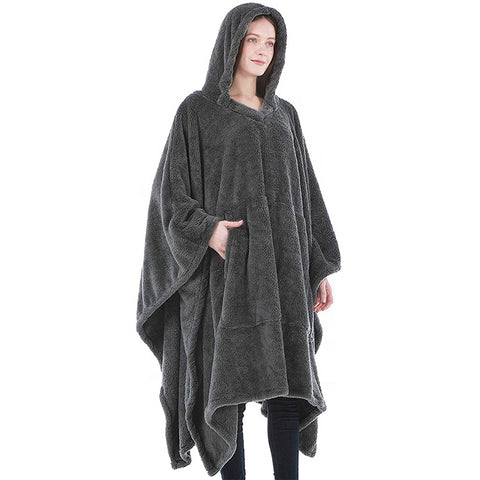 Lightweight oversized pocket wearable blanket  tv blanket hoodie with sleeves