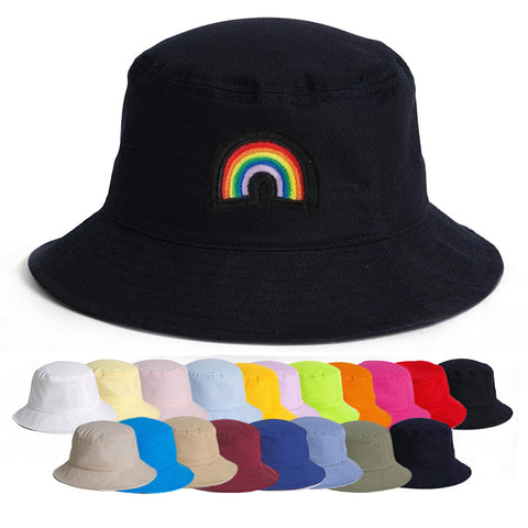 Wholesale Mens Womens Cotton Black White Fisherman Hats Embroidery Logo Designer Rainbow Custom Bucket Hats