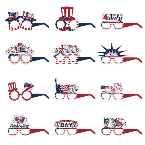 American Independence Day Glasses Happy Cheer USA 4th Of July Party DIY US National Day Photo Props Paper Glasses