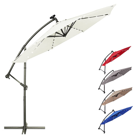 Beach Umbrella With Custom Logo 10FT Outdoor Patio Umbrellas & Bases With LED Lights