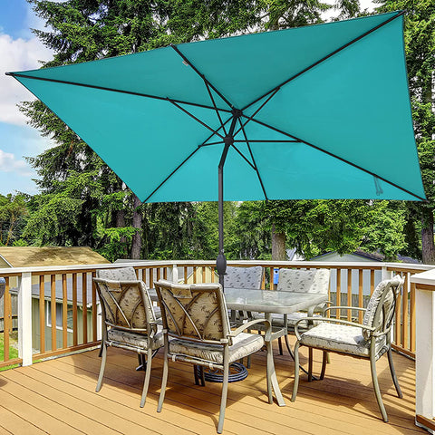 6.5 x 10ft Rectangular Patio Umbrella Outdoor Market Table Umbrella with Push Button Tilt  Beach Umbrella with Push Button Tilt