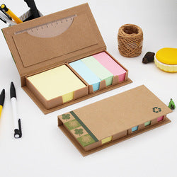 Business gift desktop cube post cute ruler cut custom logo eco customized kraft paper sticky notes box set