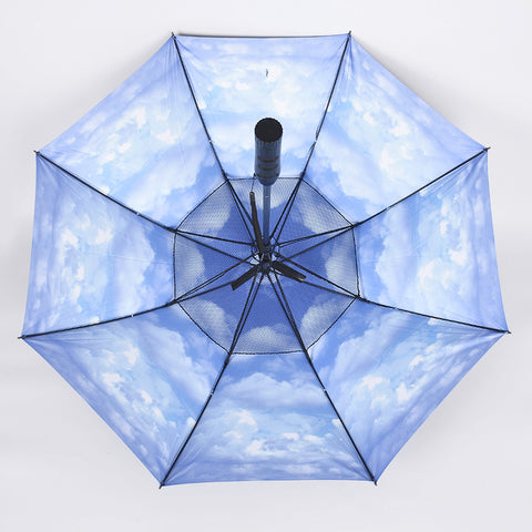 Cool Summer UV Protection Large Size Electric Straight Golf Fan Umbrella with Water Spray
