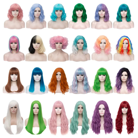 Wholesale Party Women Curly Straight Half Black White Hair Cosplay Wig Halloween Synthetic Cosplay Wigs