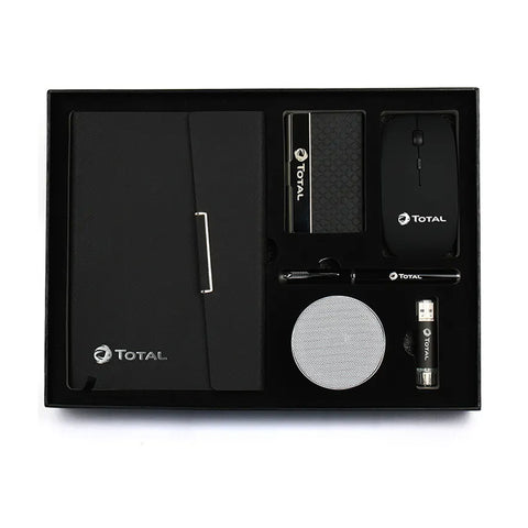 Business Mini Speaker Name Card Holder Notebook Pen Mouse set with U disk Gift Sets