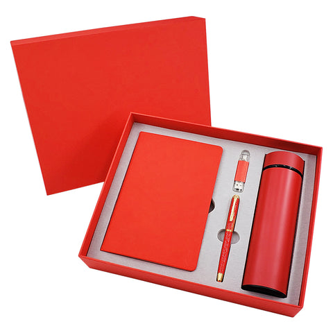 Custom Logo Promotion Marketing USB Matte Black Tumbler Notebook And Pen Gift Set Items