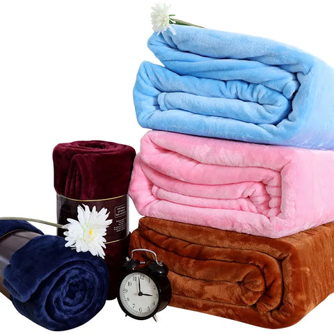 Super soft luxurious pure color plush blanket microfiber blanket flannel blanket
