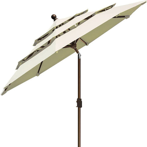 9 FT 3 Tiers Patio Umbrella Outdoor Table With Ventilation Market for Garden Beach Umbrella With Auto Push Button Tilt